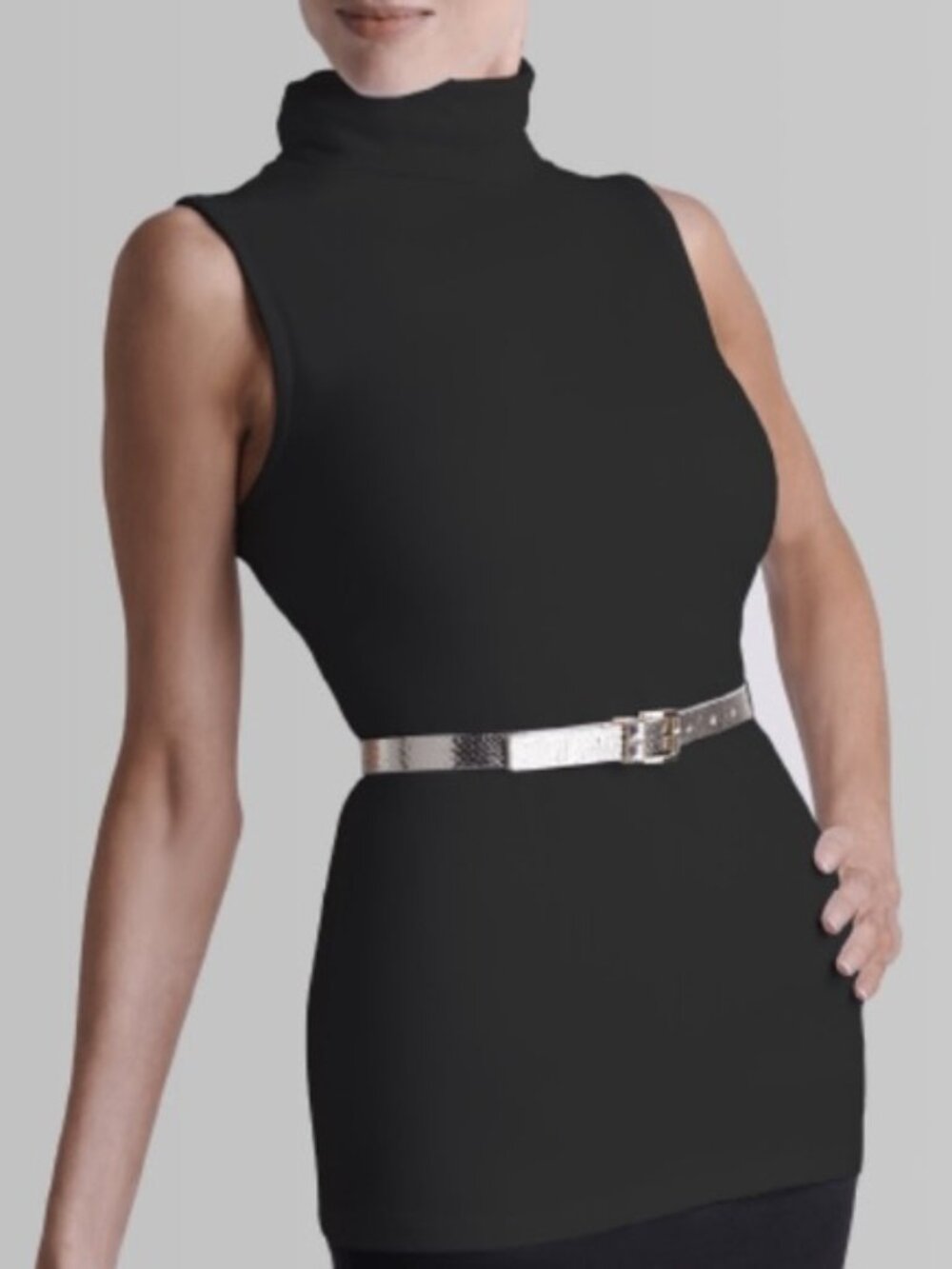 Ruby Ribbon Mock Tank Black M Sleeveless Shapewear Lined Top